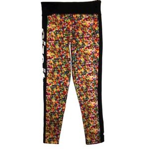BEACHBODY Black Leggings Multicolor Geometric Pattern “Cise It Up” Sz Medium